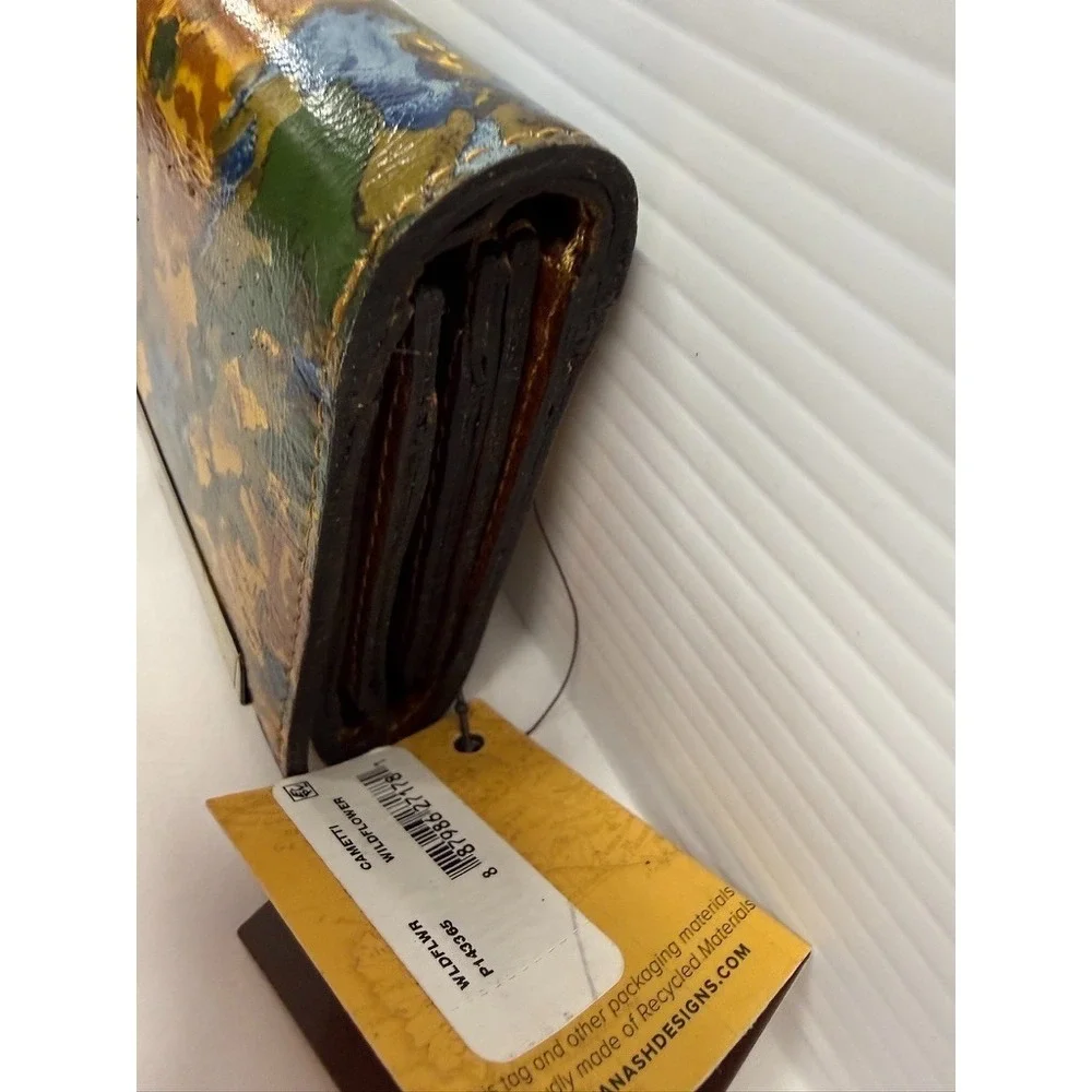 PATRICIA NASH CAMETTI Leather Trifold Wallet Clutch WILDFLOWER FLORAL NWT